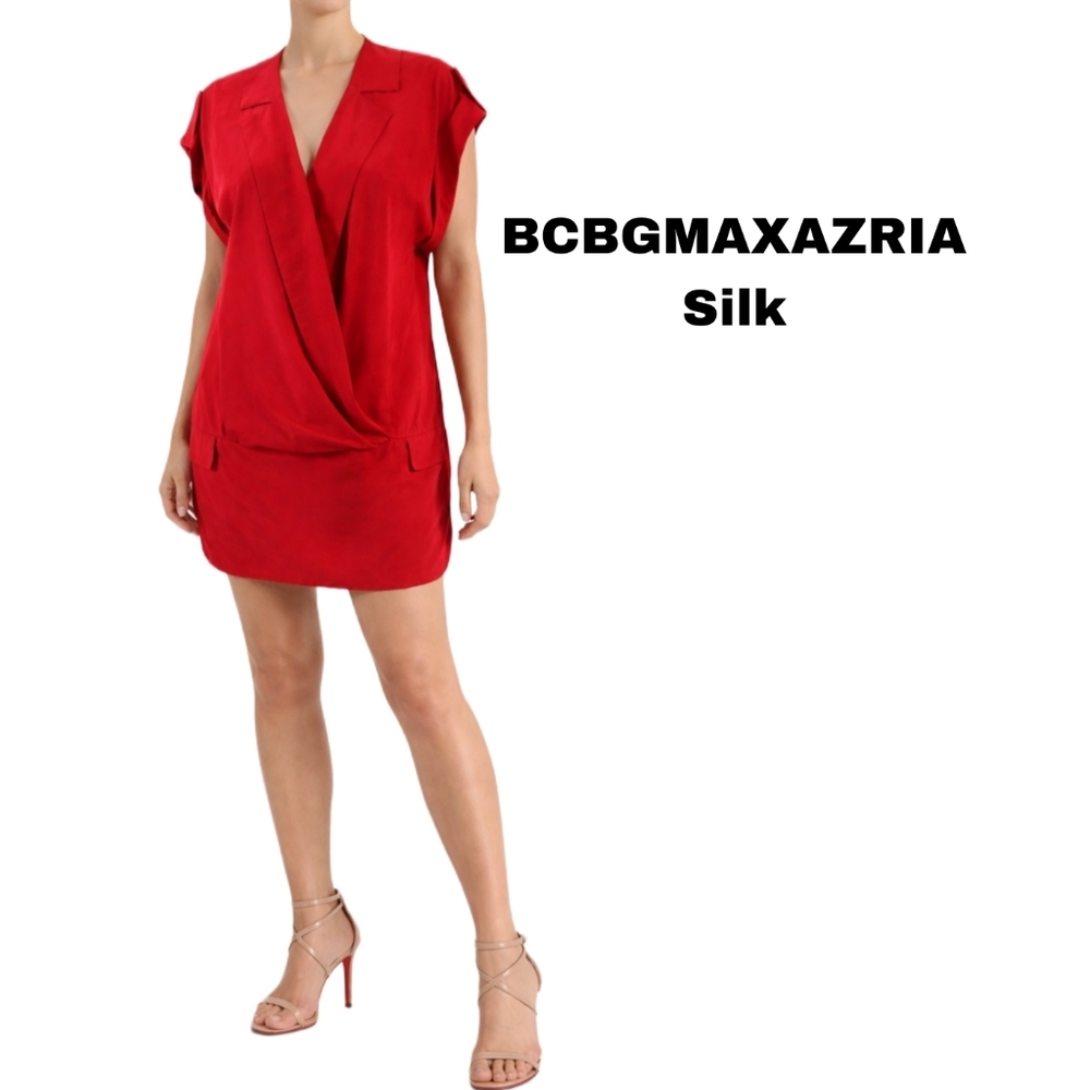 BCBGMaxAzria Vibrant Red Mini Dress Silk Size Small